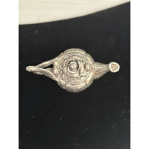 Vintage Gianna Rose 1995 Mini pewter Teapot Rose hinged Lid Pill box Trinket - Picture 6 of 11